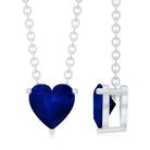 Heart Shape Blue Sapphire Solitaire Necklace for Women AAA - Rosec Jewels