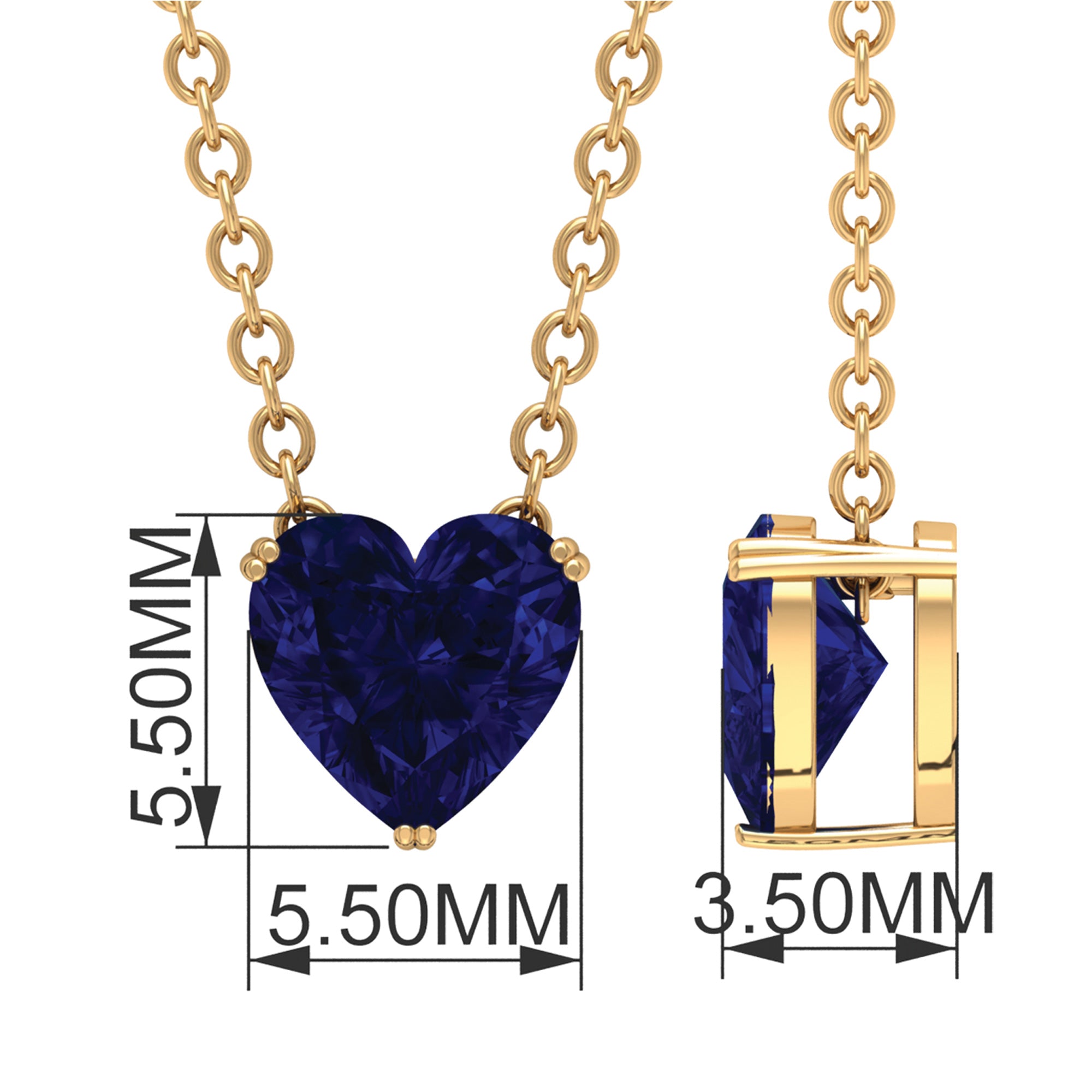 3/4 CT Heart Shape Blue Sapphire Solitaire Drop Pendant Necklace for Women Blue Sapphire - ( AAA ) - Quality - Rosec Jewels