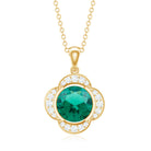 2 CT Lab Grown Emerald and Diamond Flower Necklace AAAA - Rosec Jewels