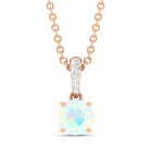 Round Shape Ethiopian Opal Pendant with Diamond Bail AAA - Rosec Jewels
