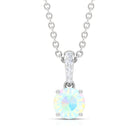Round Shape Ethiopian Opal Pendant with Diamond Bail AAA - Rosec Jewels