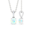 Round Shape Ethiopian Opal Pendant with Diamond Bail AAA - Rosec Jewels