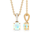 Round Shape Ethiopian Opal Pendant with Diamond Bail AAA - Rosec Jewels