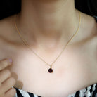 2.3 Carat Round Cut Garnet Solitaire Necklace with Rabbit Ear Bail AAA - Rosec Jewels