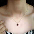8 MM Round Cut Garnet Solitaire Pendant in Four Prong Setting with Rabbit Ear Bail Garnet - ( AAA ) - Quality - Rosec Jewels