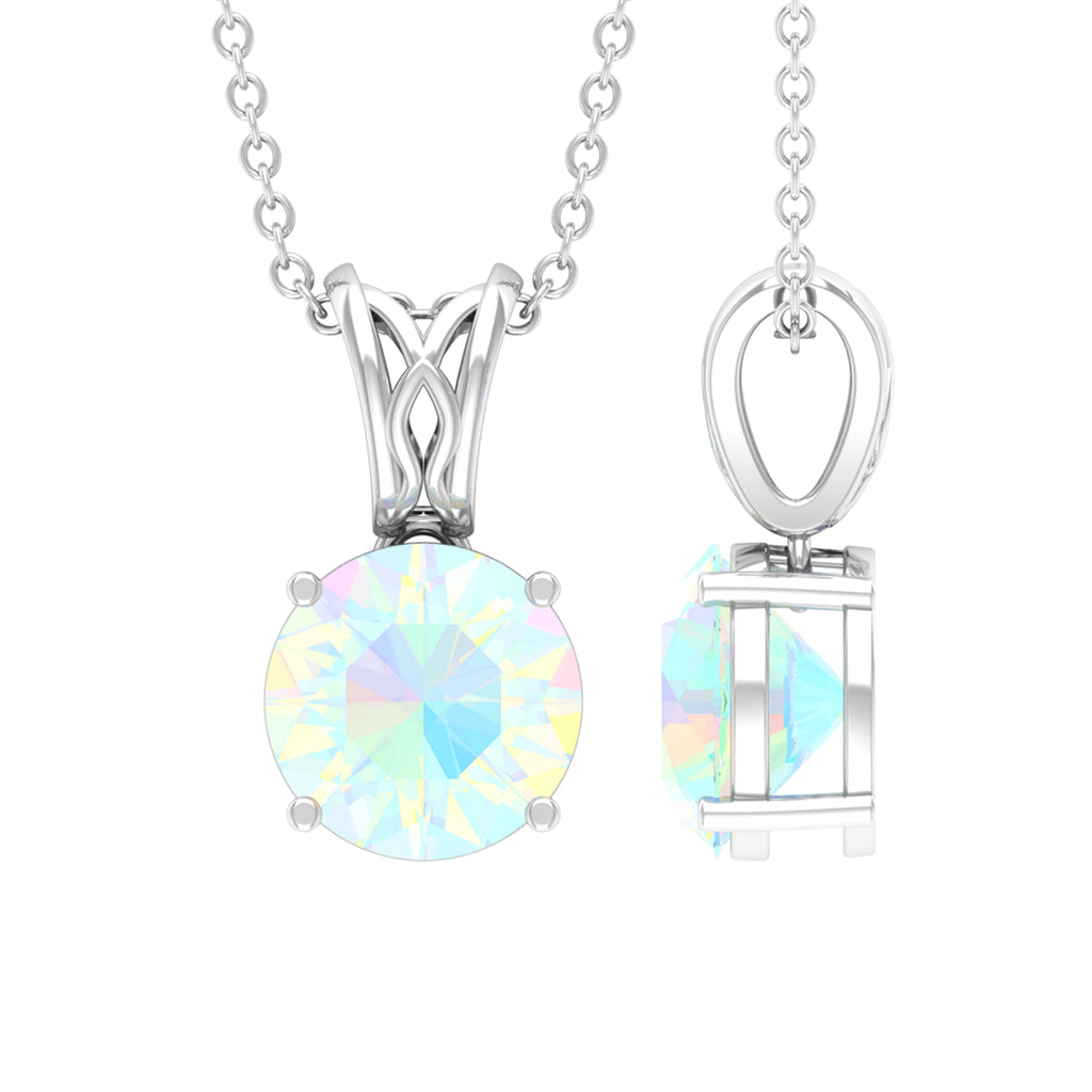 Rosec Jewels-8X8 MM Round Shape Ethiopian Opal Solitaire Pendant in 4 Prong Setting with Decorative Bail