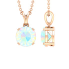 Genuine Ethiopian Opal Solitaire Pendant Necklace Ethiopian Opal - ( AAA ) - Quality - Rosec Jewels