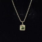 Genuine Princess Cut Peridot Pendant Necklace With Silver Chain AAA 14K Yellow Gold Plated Silver - Rosec Jewels