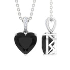 2.25 CT Black Onyx Solitaire Heart Pendant with Diamond Black Onyx - ( AAA ) - Quality - Rosec Jewels