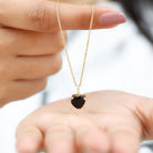 2.25 CT Black Onyx Solitaire Heart Pendant with Diamond Black Onyx - ( AAA ) - Quality - Rosec Jewels