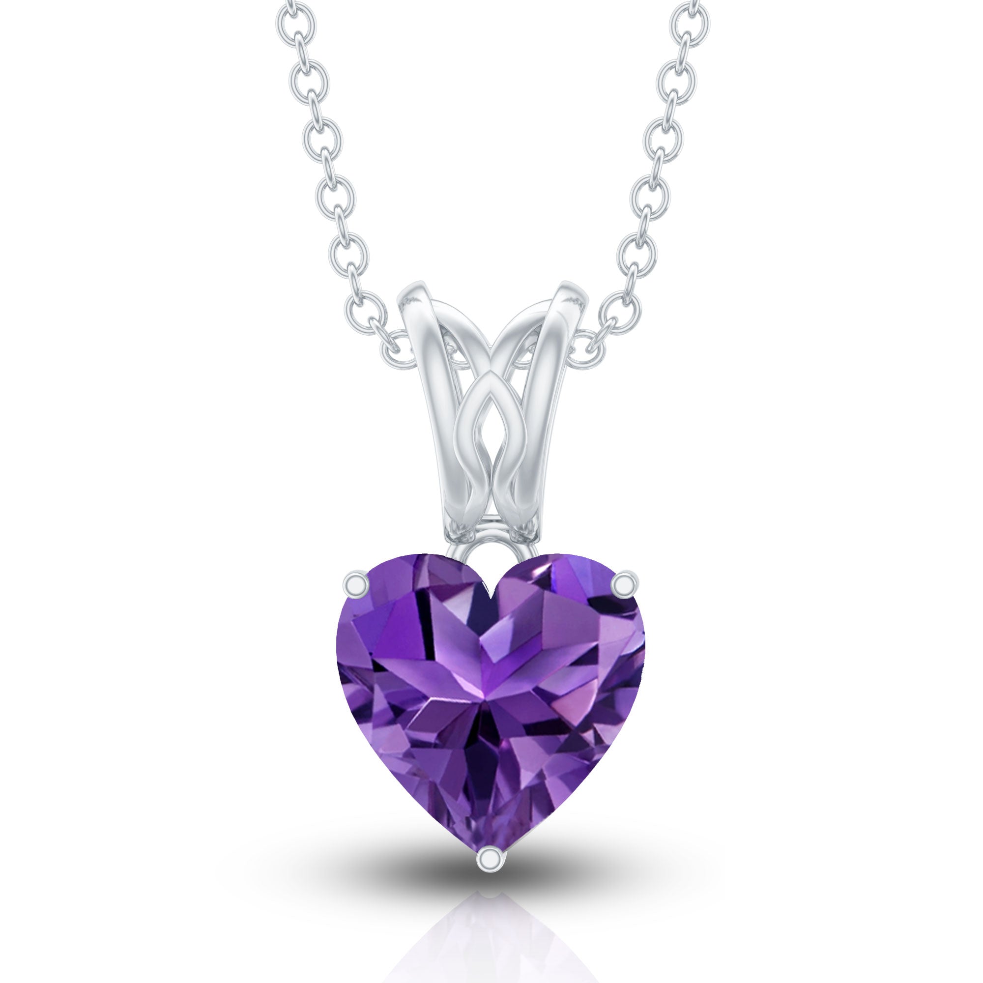 2 Carat Heart Shape Amethyst Pendant Necklace With Chain – Rosec