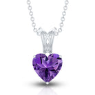 2 Carat Heart Shape Amethyst Pendant Necklace With Chain AAA - Rosec Jewels