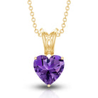 2 Carat Heart Shape Amethyst Pendant Necklace With Chain AAA - Rosec Jewels