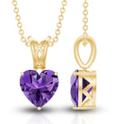 2 Carat Heart Shape Amethyst Pendant Necklace With Chain AAA - Rosec Jewels