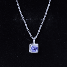 Genuine 0.7 Carat Tanzanite Solitaire Necklace With Silver Chain AAA 92.5 Sterling Silver - Rosec Jewels