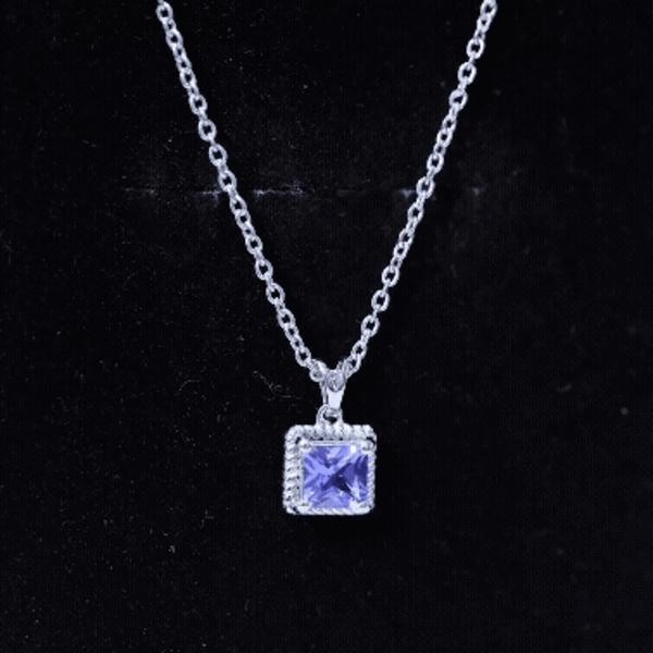 Genuine 0.7 Carat Tanzanite Solitaire Necklace With Silver Chain AAA 92.5 Sterling Silver - Rosec Jewels