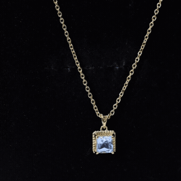 Sterling Silver Half Carat Princess Cut Sky Blue Topaz Pendant Necklace with Chain AAA 14K Yellow Gold Plated Silver - Rosec Jewels