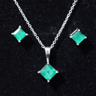 2 CT Princess Cut Emerald Solitaire Jewelry Set Emerald - ( AAA ) - Quality - Rosec Jewels