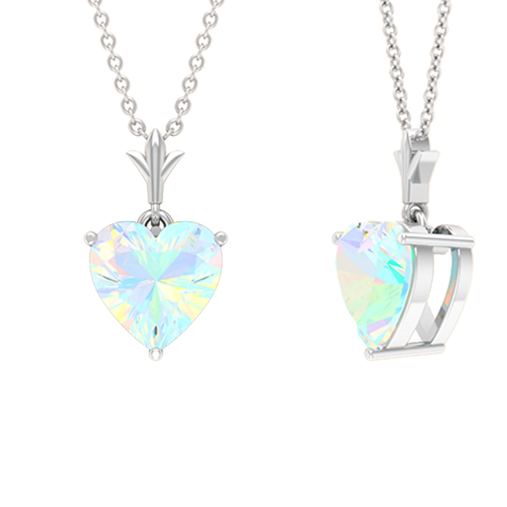 Rosec Jewels-6 MM Heart Shape Ethiopian Opal Solitaire Pendant Necklace
