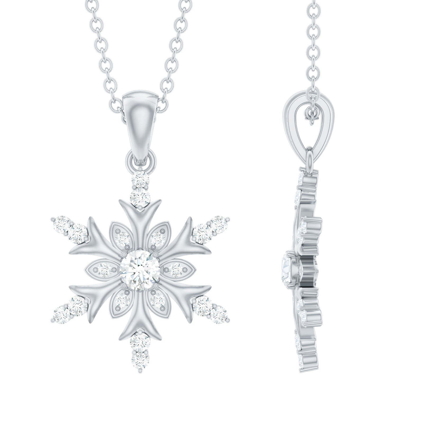 Certified Diamond Snowflake Christmas Necklace – Rosec Jewels