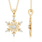 Certified Diamond Snowflake Christmas Necklace Natural - ( HI-SI ) - Rosec Jewels