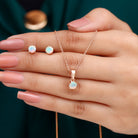 3/4 CT Round Cut Ethopian Opal Solitaire Jewelry Set Ethiopian Opal - ( AAA ) - Quality - Rosec Jewels