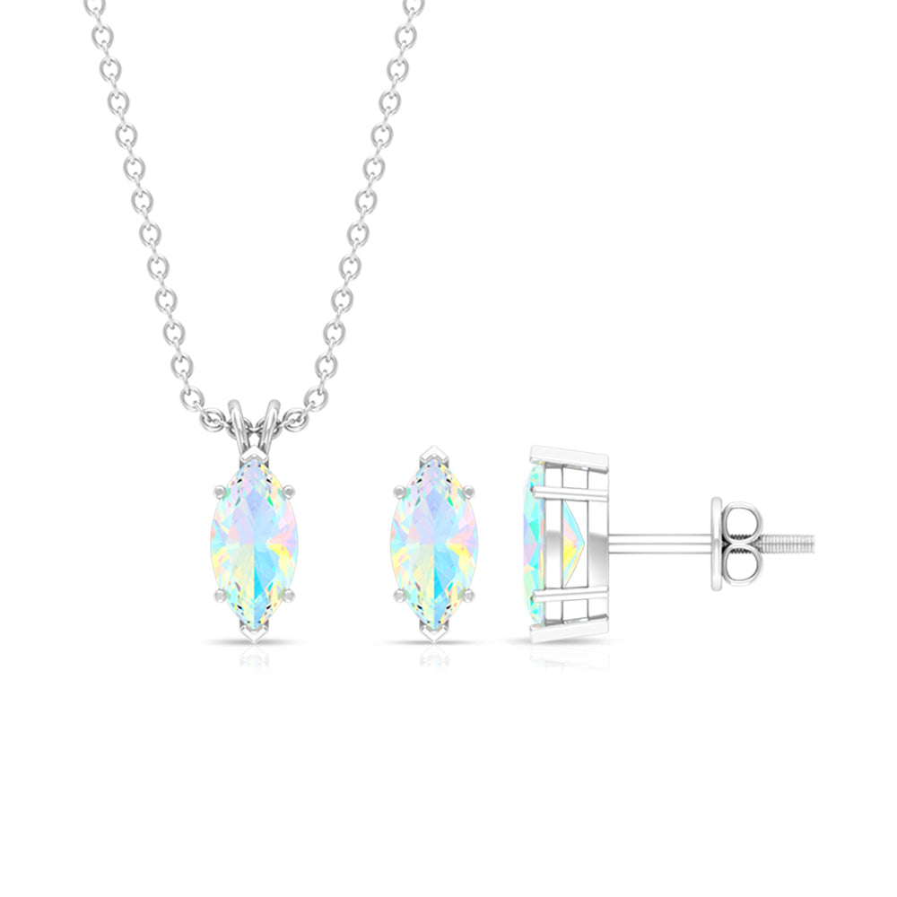 Marquise Cut Ethiopian Opal Solitaire Jewelry Set Ethiopian Opal - ( AAA ) - Quality - Rosec Jewels