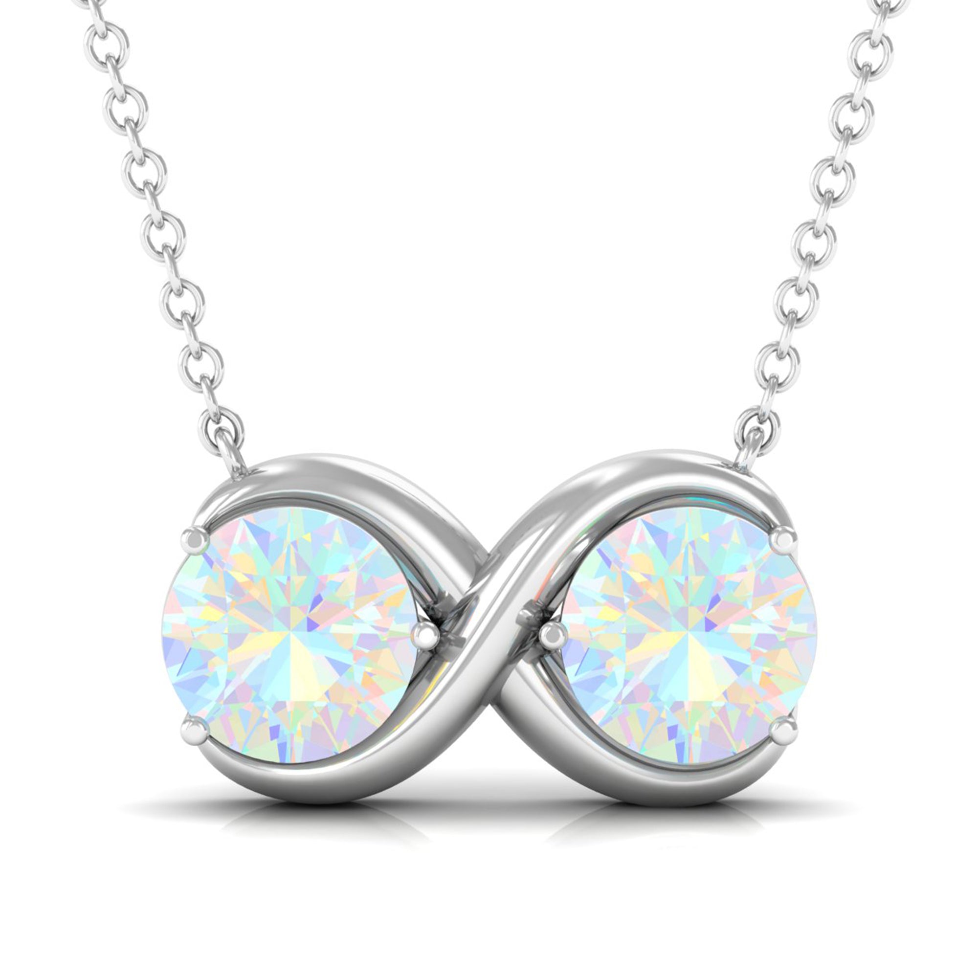 Ethiopian Opal Two Stone Infinity Pendant Necklace Ethiopian Opal - ( AAA ) - Quality - Rosec Jewels