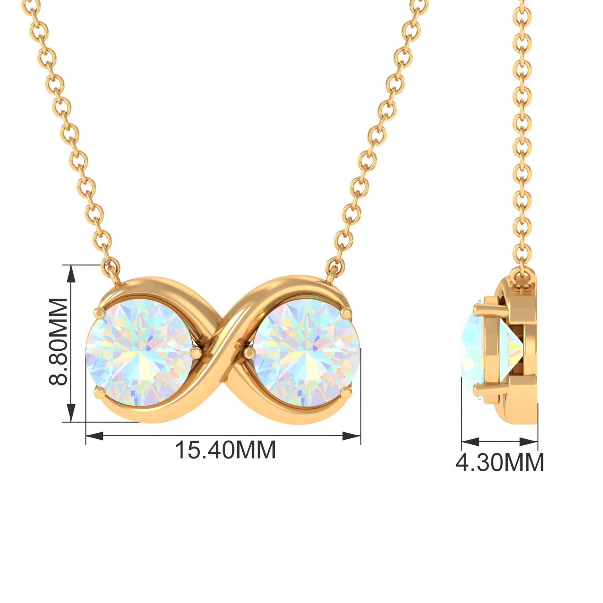 Ethiopian Opal Two Stone Infinity Pendant Necklace Ethiopian Opal - ( AAA ) - Quality - Rosec Jewels