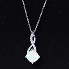 1.87 Carat Cushion Cut Ethiopian Opal Infinity Pendant with Silver Chain AAA 92.5 Sterling Silver - Rosec Jewels