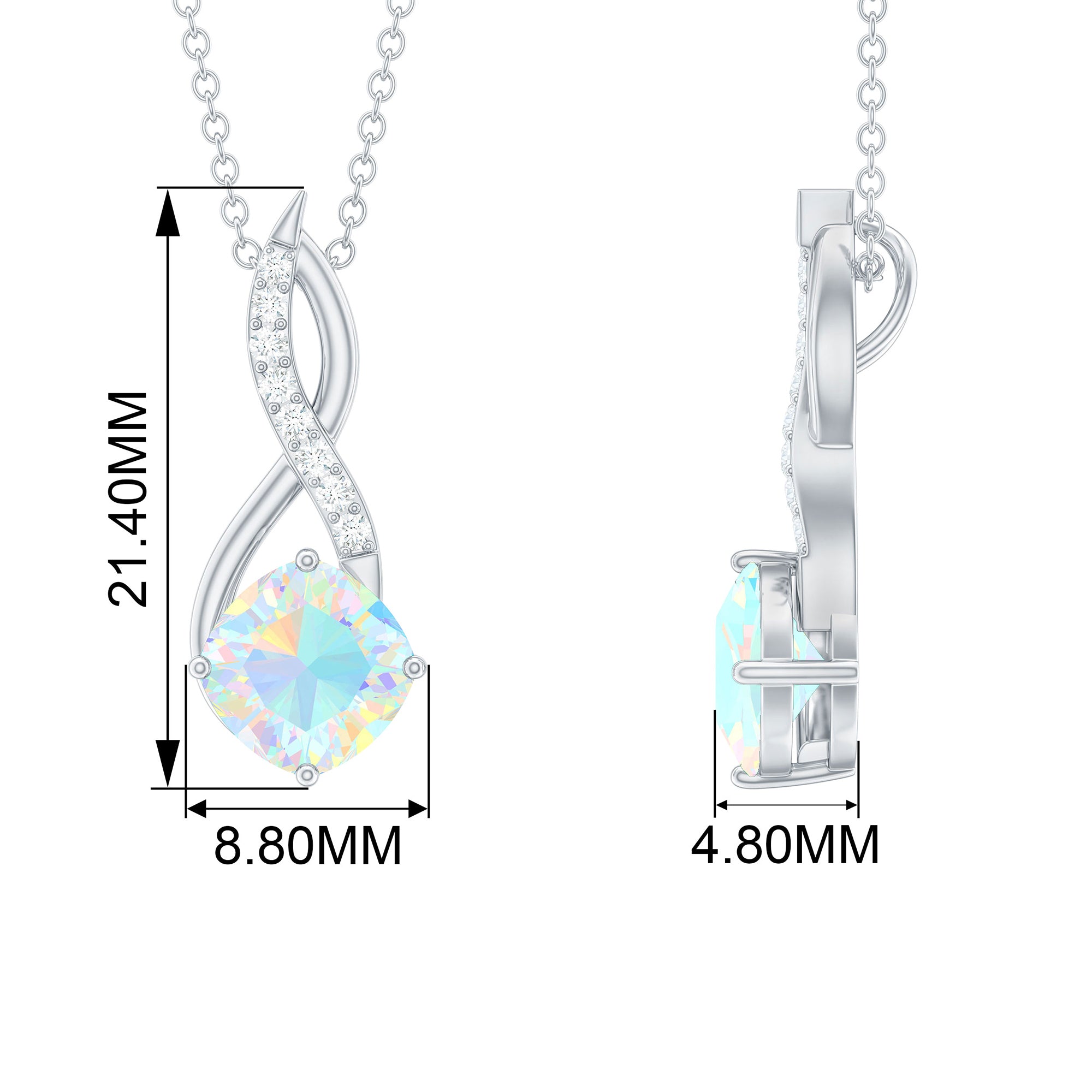 Ethiopian Opal Solitaire Infinity Pendant with Moissanite Ethiopian Opal - ( AAA ) - Quality - Rosec Jewels