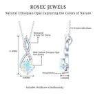 1.87 Carat Cushion Cut Ethiopian Opal Infinity Pendant with Silver Chain AAA 92.5 Sterling Silver - Rosec Jewels