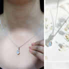 1.87 Carat Cushion Cut Ethiopian Opal Infinity Pendant with Silver Chain AAA 92.5 Sterling Silver - Rosec Jewels