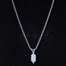 Marquise Cut 0.5 Carat Ethiopian Opal Solitaire Necklace with Silver Chain AAA 92.5 Sterling Silver - Rosec Jewels
