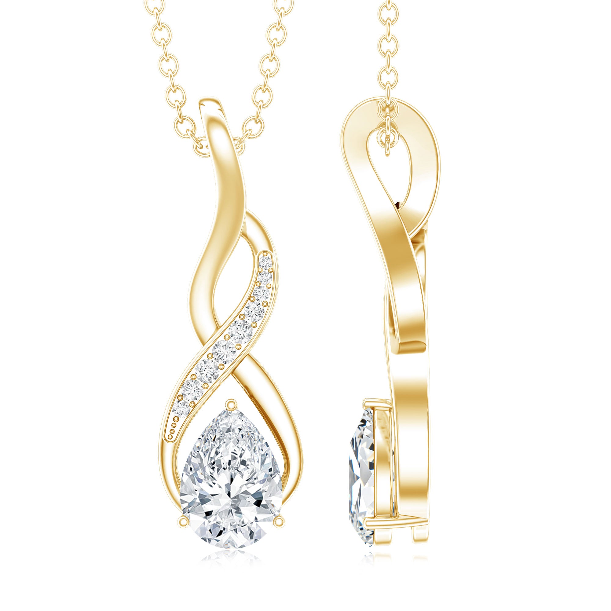 Certified Pear Shape Moissanite Infinity Pendant for Women D-VS1 - Rosec Jewels