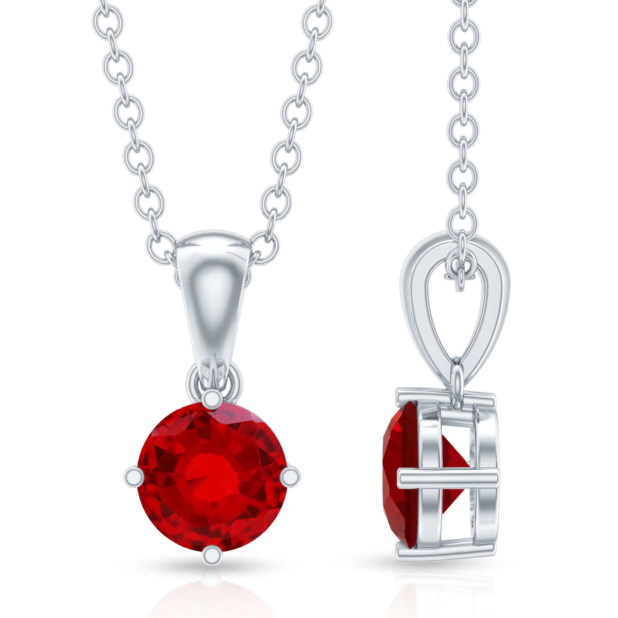 Womens Lab Grown Ruby Solitaire Necklace with Chain – Rosec Jewels