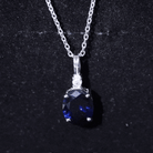 4 Carat Lab Grown Blue Sapphire Oval Cut Solitaire Necklace with Silver Chain AAAA 92.5 Sterling Silver - Rosec Jewels
