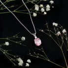 Certified 4 Carat Lab Grown Pink Sapphire Oval Necklace with Silver Chain AAAA 92.5 Sterling Silver - Rosec Jewels