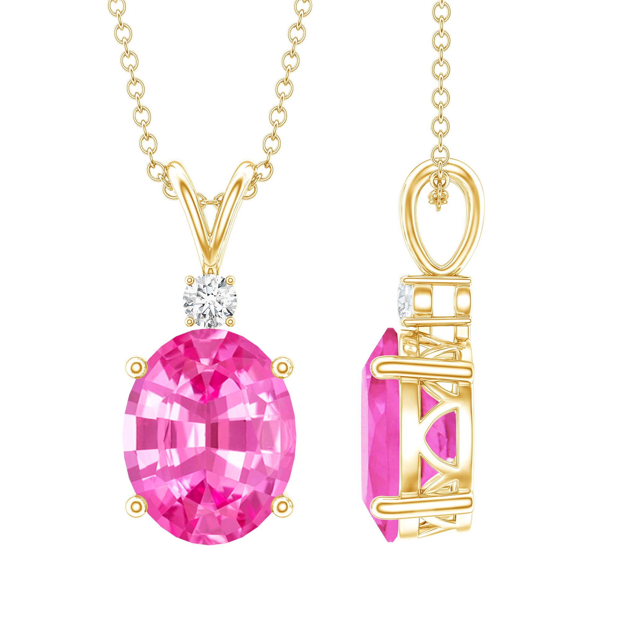 babylclub Jewel chocker ピンク トップス Lab Created Pink Sapphire Oval Necklace – Rosec Jewels