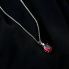 4 Carat Lab Created Ruby Bridal Necklace with Chain AAAA - Rosec Jewels