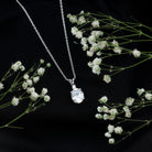Certified 4 Carat Oval Cubic Zirconia Solitaire Necklace with Silver Chain AAAAA 92.5 Sterling Silver - Rosec Jewels