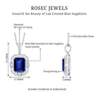 2.7 Carat Emerald Cut Lab Created Blue Sapphire Vintage Necklace with Diamond AAAA - Rosec Jewels