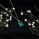 Certified 8.2 Carat Lab Grown Emerald Cocktail Necklace with Diamond AAAA - Rosec Jewels