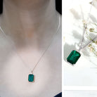 Certified 8.2 Carat Lab Grown Emerald Cocktail Necklace with Diamond AAAA - Rosec Jewels