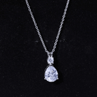 Certified 3 Carat Cubic Zirconia Pear Drop Necklace with Silver Chain AAAAA 92.5 Sterling Silver - Rosec Jewels