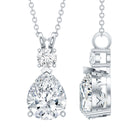 Certified 3 Carat Cubic Zirconia Pear Drop Necklace with Silver Chain AAAAA 92.5 Sterling Silver - Rosec Jewels