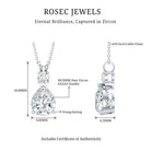 Certified 3 Carat Cubic Zirconia Pear Drop Necklace with Silver Chain AAAAA 92.5 Sterling Silver - Rosec Jewels