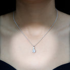 Certified 3 Carat Cubic Zirconia Pear Drop Necklace with Silver Chain AAAAA 92.5 Sterling Silver - Rosec Jewels