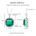 9 Carat Cushion Cut Lab Created Emerald and Diamond Cocktail Necklace AAAA - Rosec Jewels