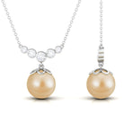 Real South Sea Peal Designer Necklace with Diamond Stones South Sea Pearl - ( AAA ) - Quality - Rosec Jewels
